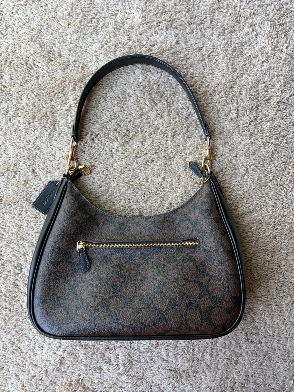 Coach Teri Hobo Bag in Signature Canvas | Gold Brown Black | Style Number CK161